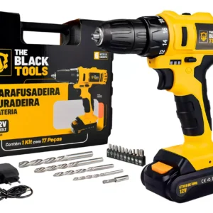 Parafusadeira Furadeira Sem Fio Bateria 12v P/ Madeira Metal Cor Amarelo/Preto Frequência 60 110V/220V