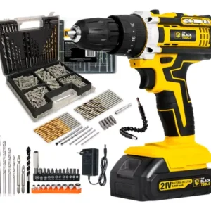 Parafusadeira Furadeira De Impacto Profissional 21v Tb21pw Com Kit Brocas E Buchas 300 Peças The Black Tools
