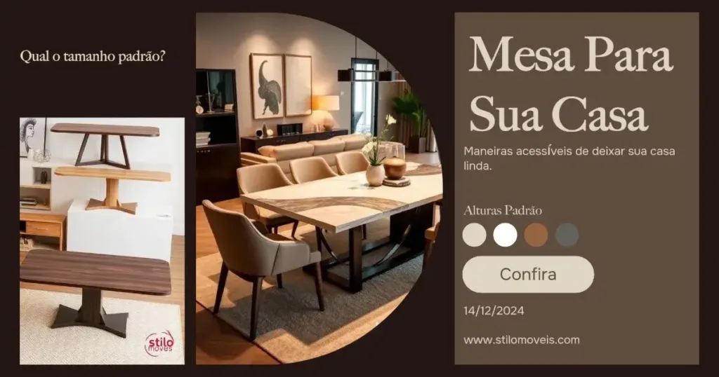 Dicas de tamanho padrão de mesa para sua casa. Marcenaria em Guarujá Mansões Betim